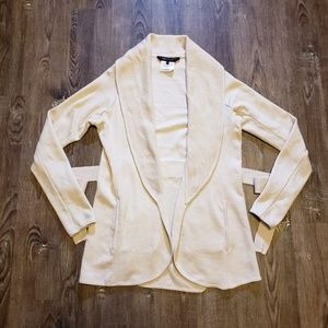 BCBG OATMEAL CREAM MERINO WOOL SHAWL CARDIGAN XS
